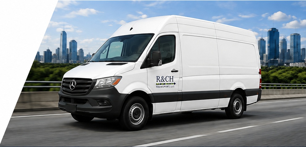 R&CH Transport white van on the highway