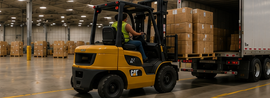 Freight transloading with forklift and trailer